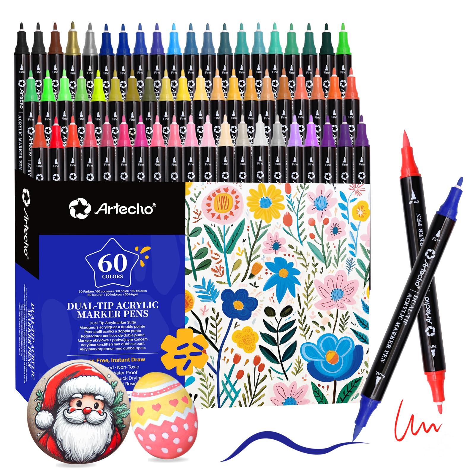 Artecho Pennarelli Acrilici Doppia Punta 60 Colori