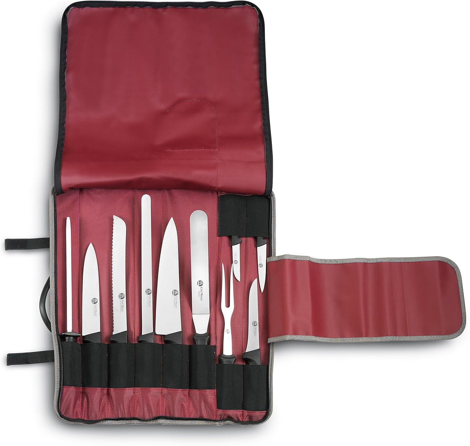 AUSONIA - Astuccio da cuoco 10 pz, 9 coltelli chef master e 1 affilatoio