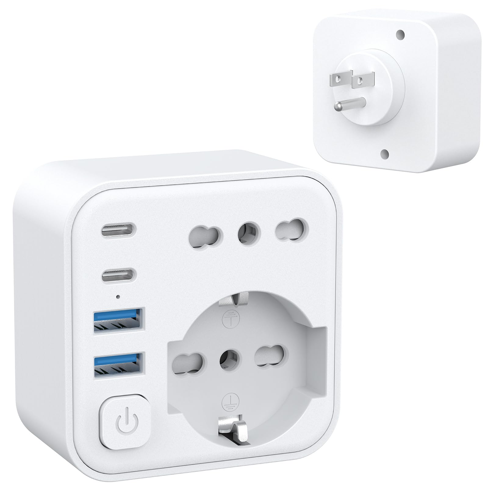 Aochxin Adattatore Presa Americana 6 in 1 con 4 USB