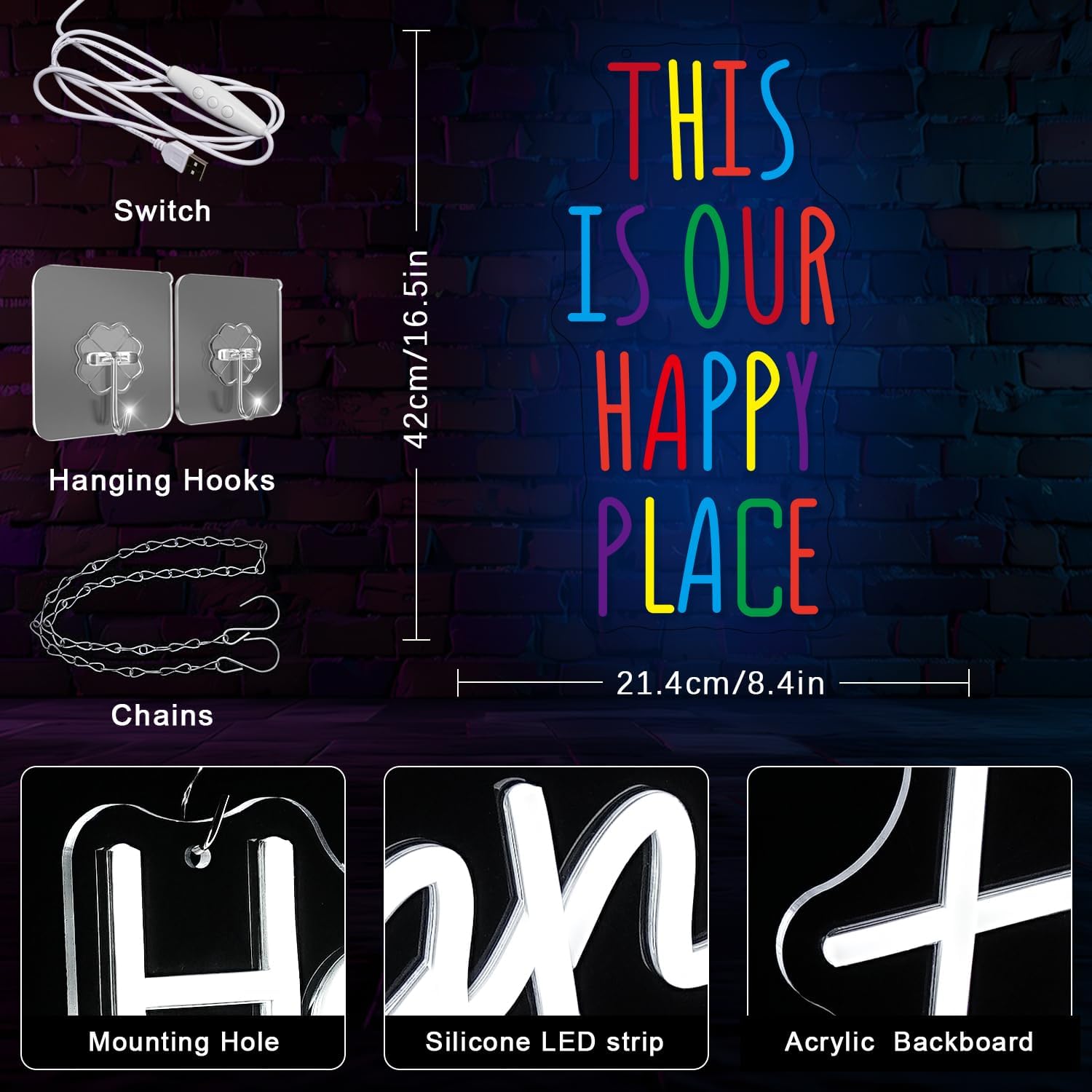 Insegna Neon LED "Questo è il nostro posto felice" - immagine 2