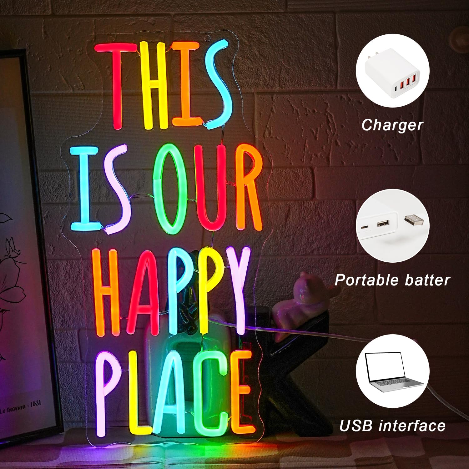 Insegna Neon LED "Questo è il nostro posto felice" - immagine 3