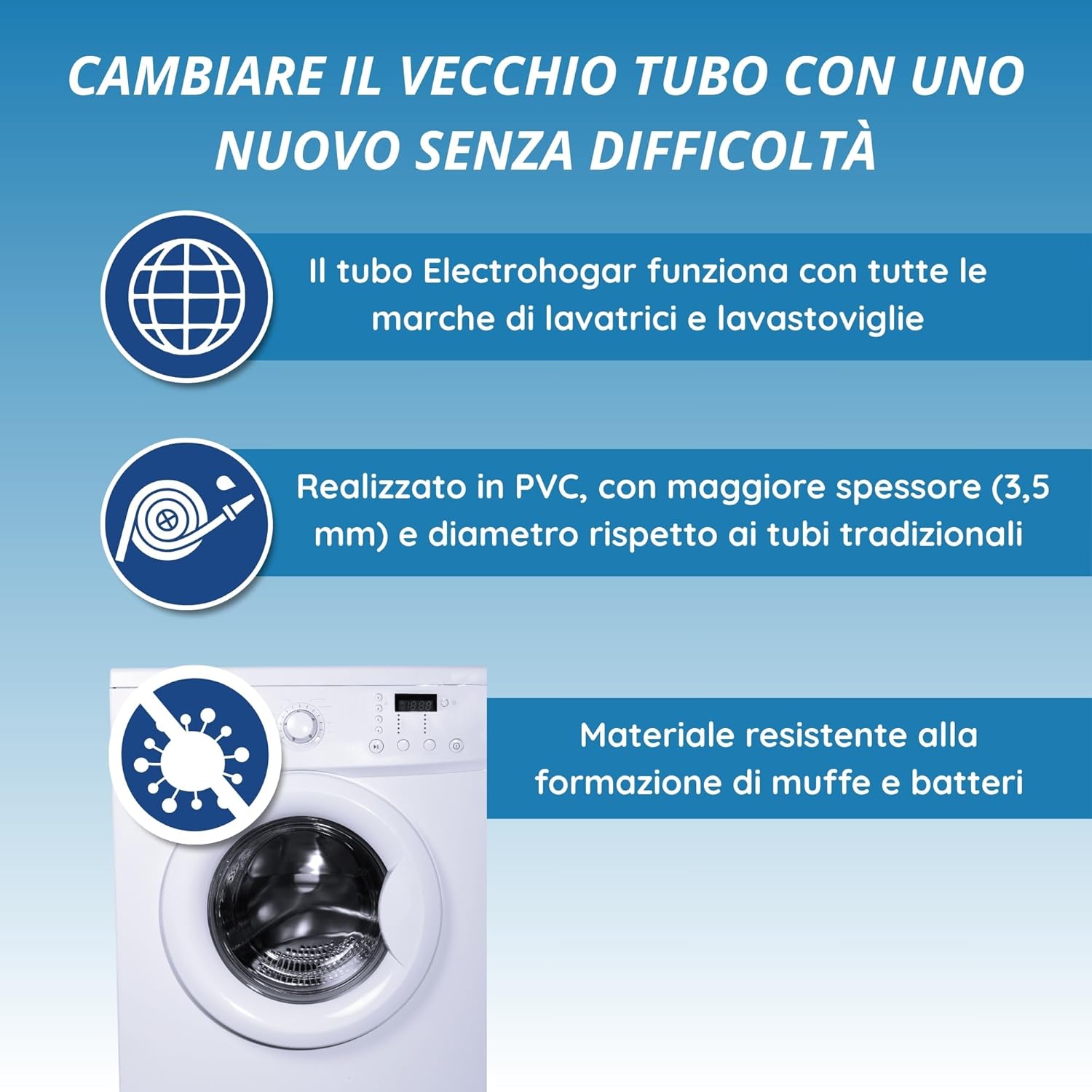Electrohogar Tubo Carico Lavatrice e Lavastoviglie 1,5M - immagine 4