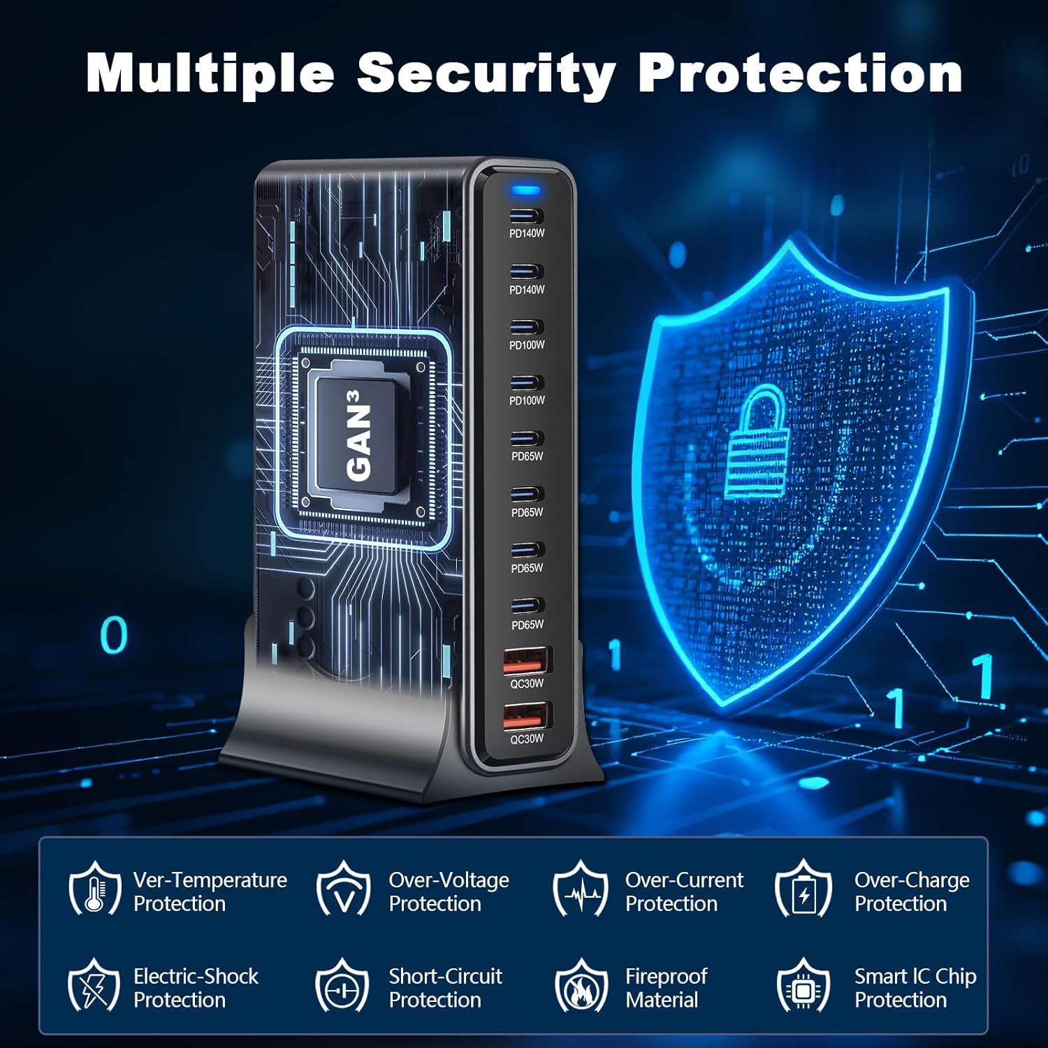 Caricatore USB Multiplo 800W - 10 Porte Rapide - immagine 6