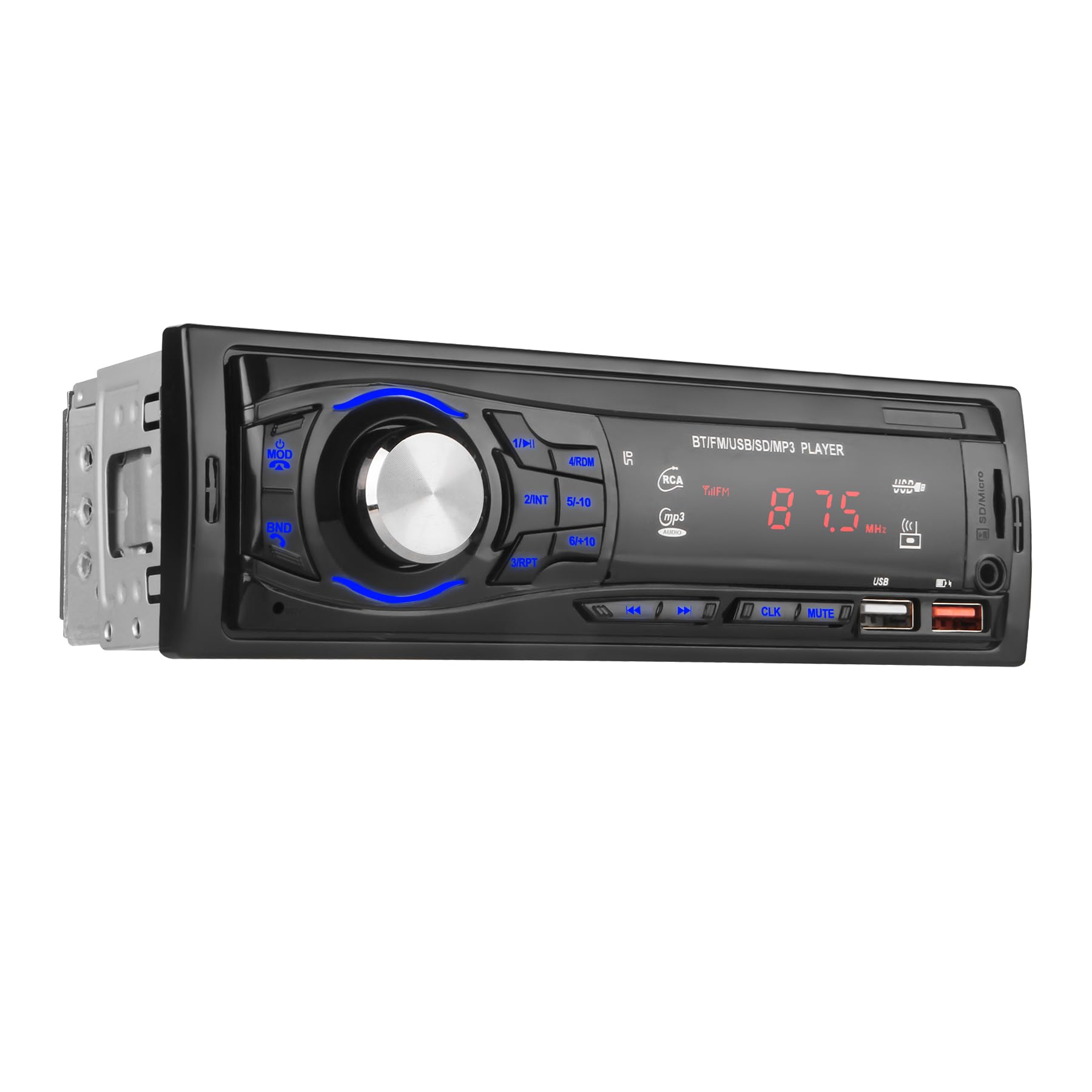 Autoradio Bluetooth 1 DIN con 2 Porte USB, Nero