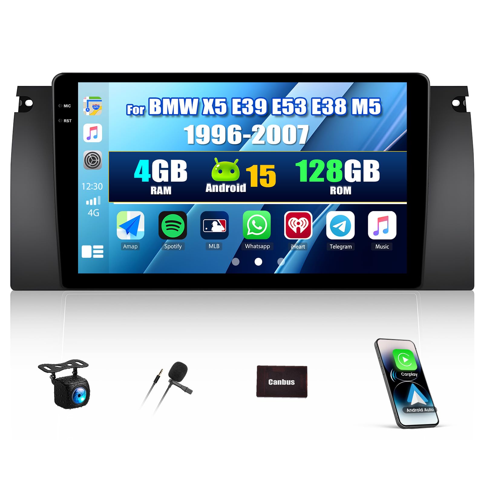 Sixwin Autoradio Android 15 per BMW E39 E53 M5 X5 (1996-2007)