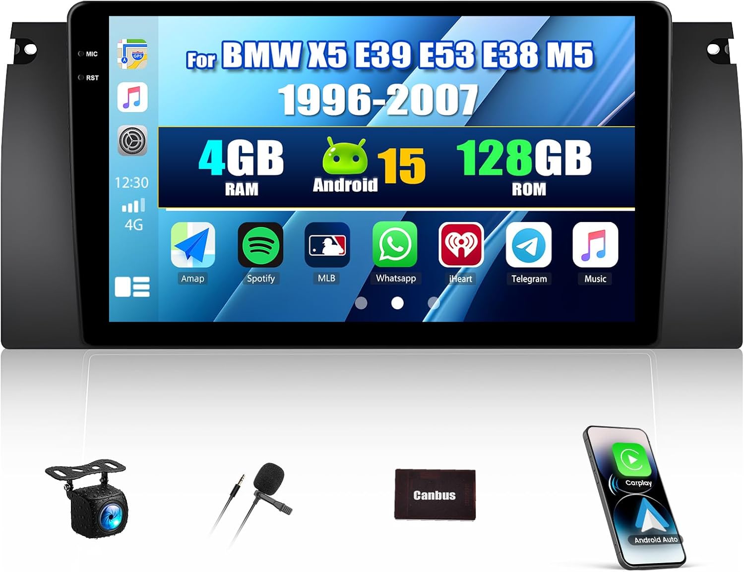Sixwin Autoradio Android 15 per BMW E39 E53 M5 X5 (1996-2007) - immagine 1