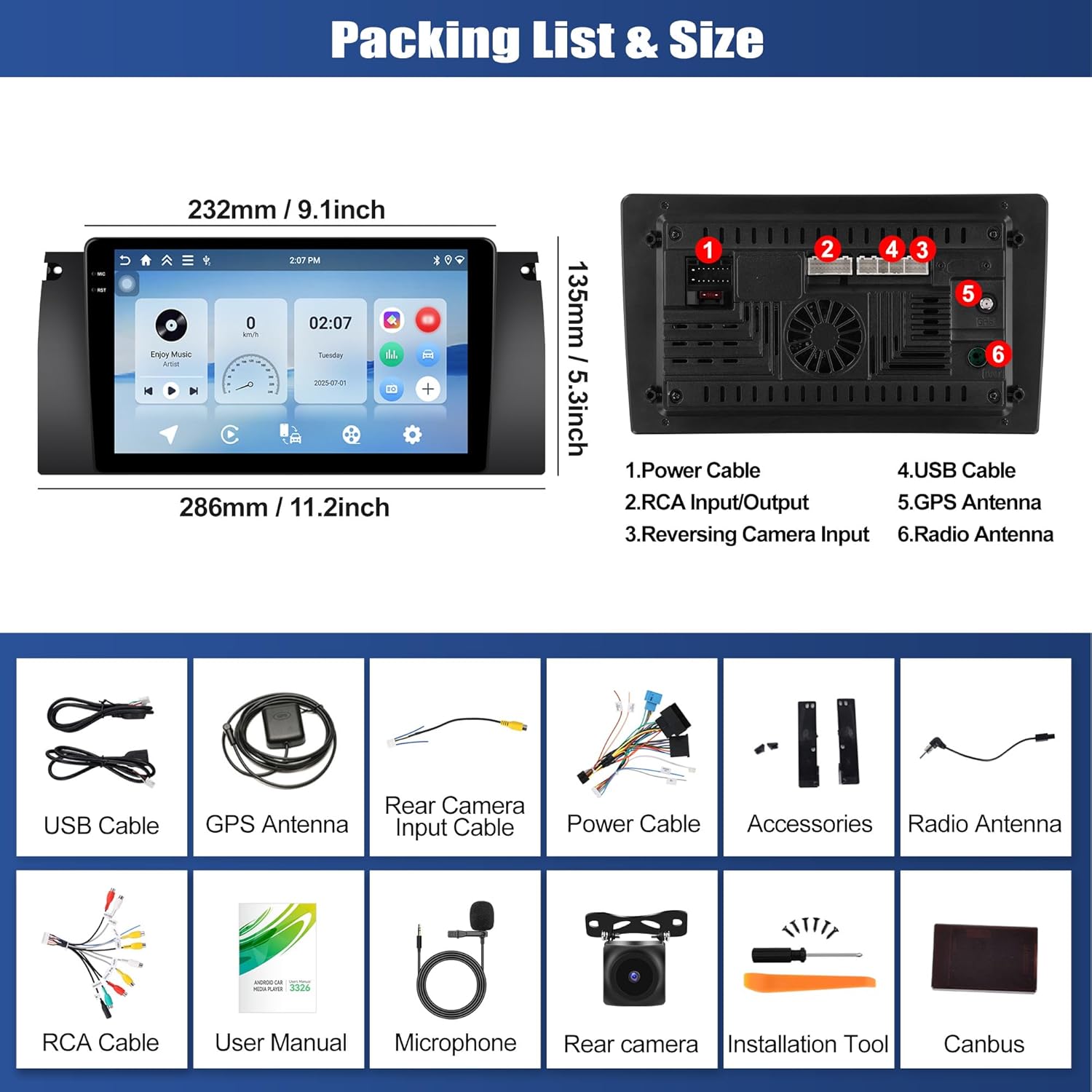 Sixwin Autoradio Android 15 per BMW E39 E53 M5 X5 (1996-2007) - immagine 3
