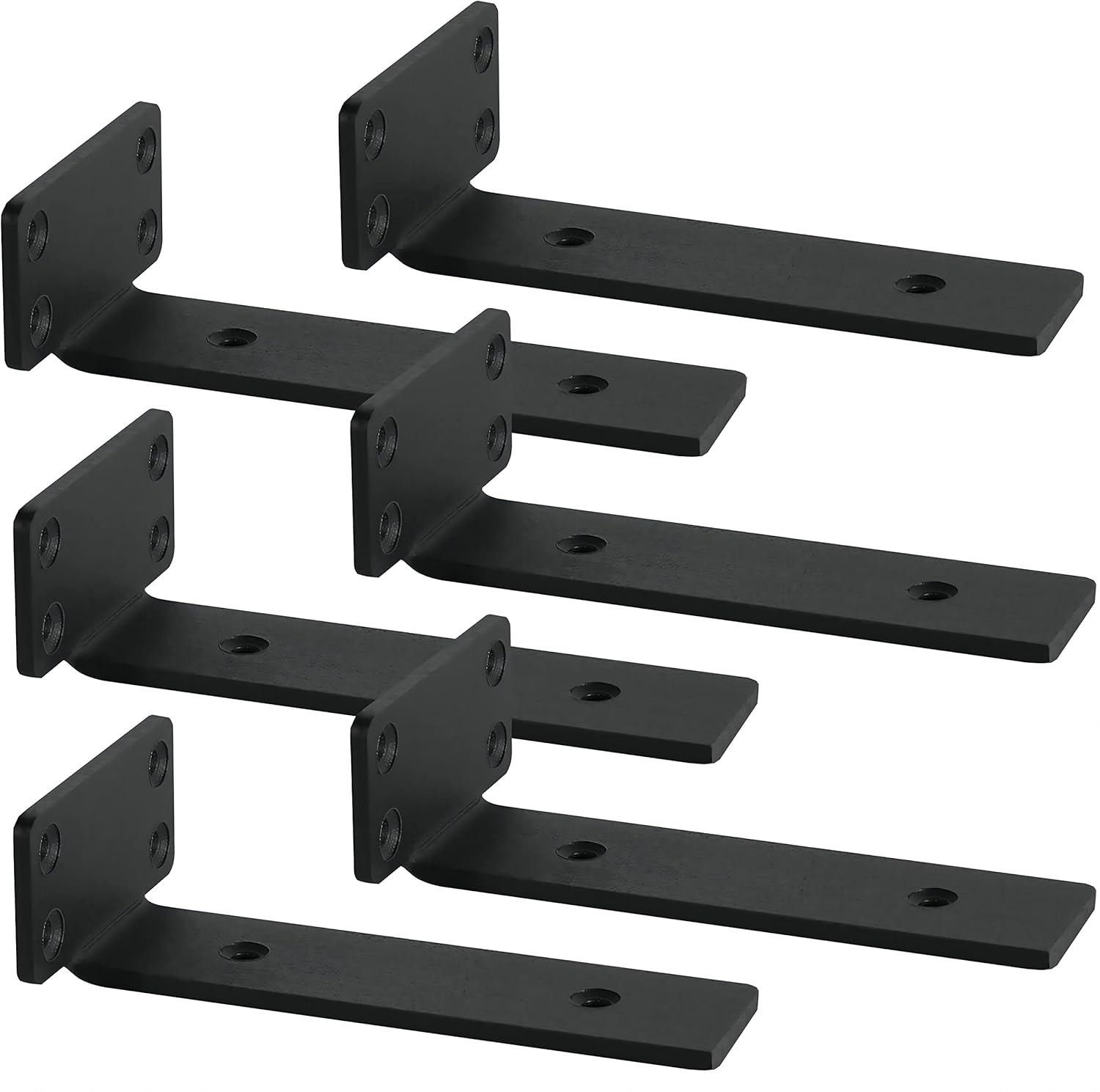 Staffe per Mensole Pesanti a Scomparsa 6 Pezzi, 20cm Nero - immagine 1