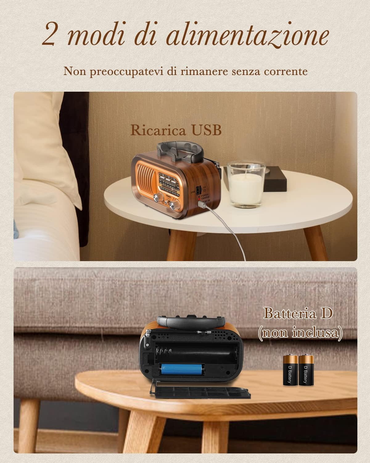 Prunus J-150 Radio Portatile Vintage FM/AM/SW - immagine 3