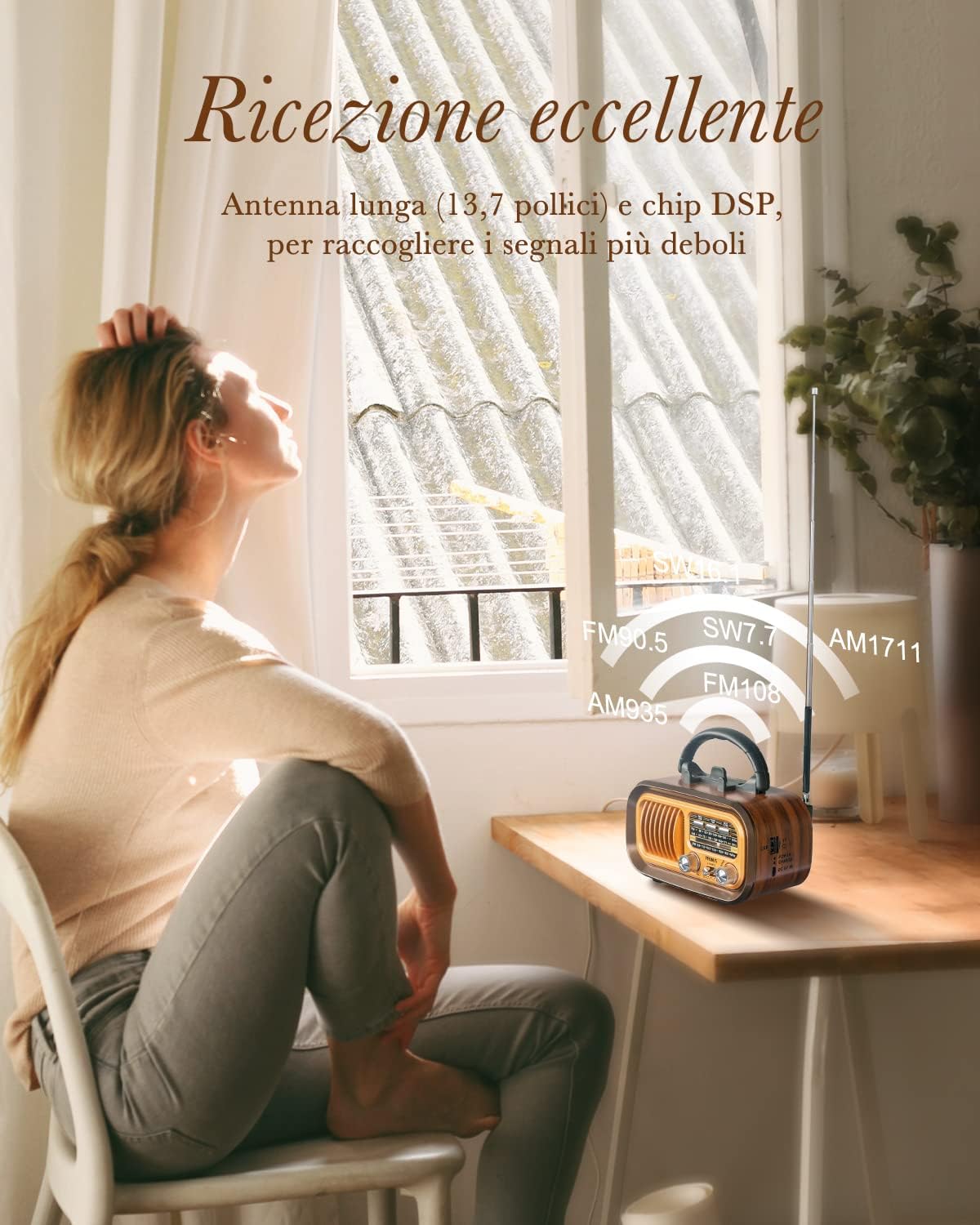 Prunus J-150 Radio Portatile Vintage FM/AM/SW - immagine 5