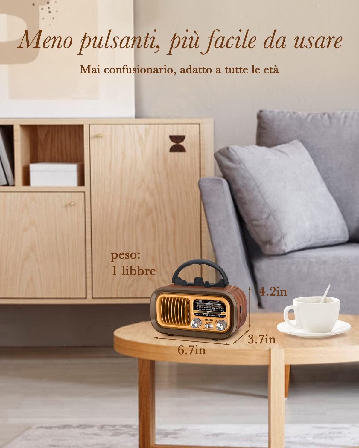 Prunus J-150 Radio Portatile Vintage FM/AM/SW - immagine 6