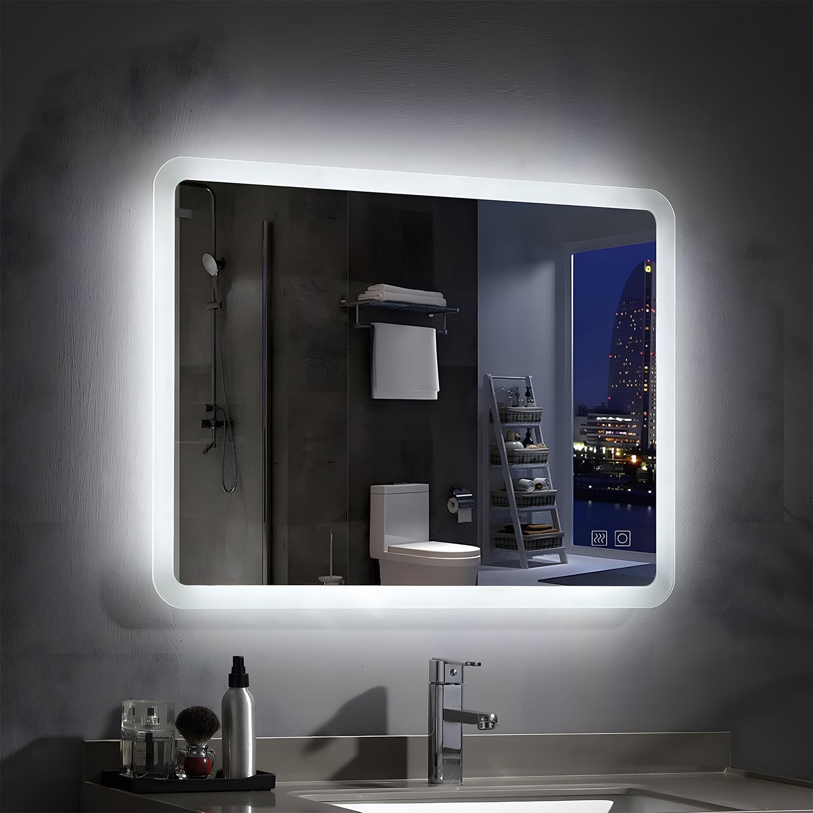 Meesalisa Specchio da Bagno a LED 100x60 cm, Rettangolare