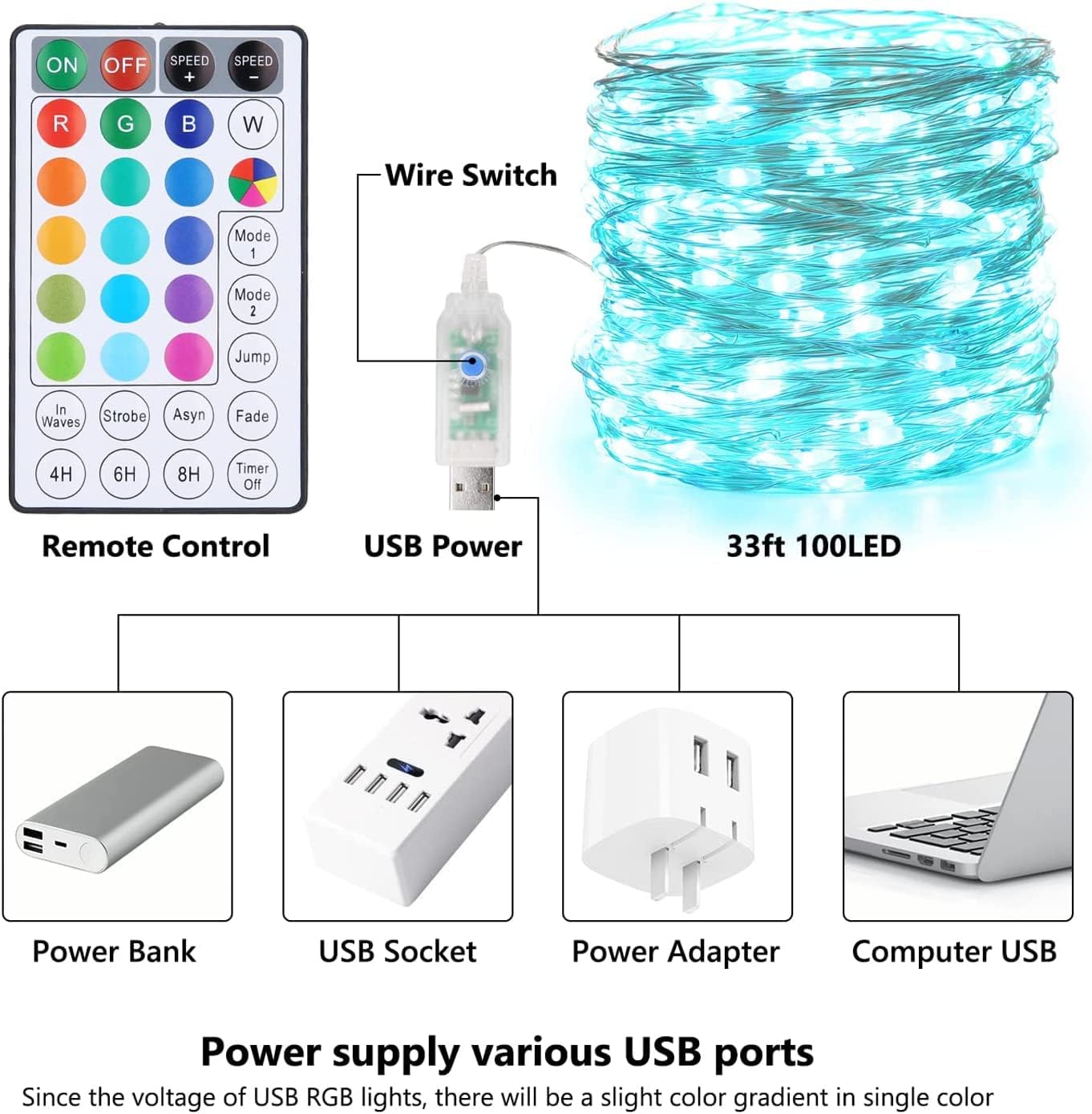 Brizlabs Stringa Luci RGB 10m 100 LED USB - immagine 6
