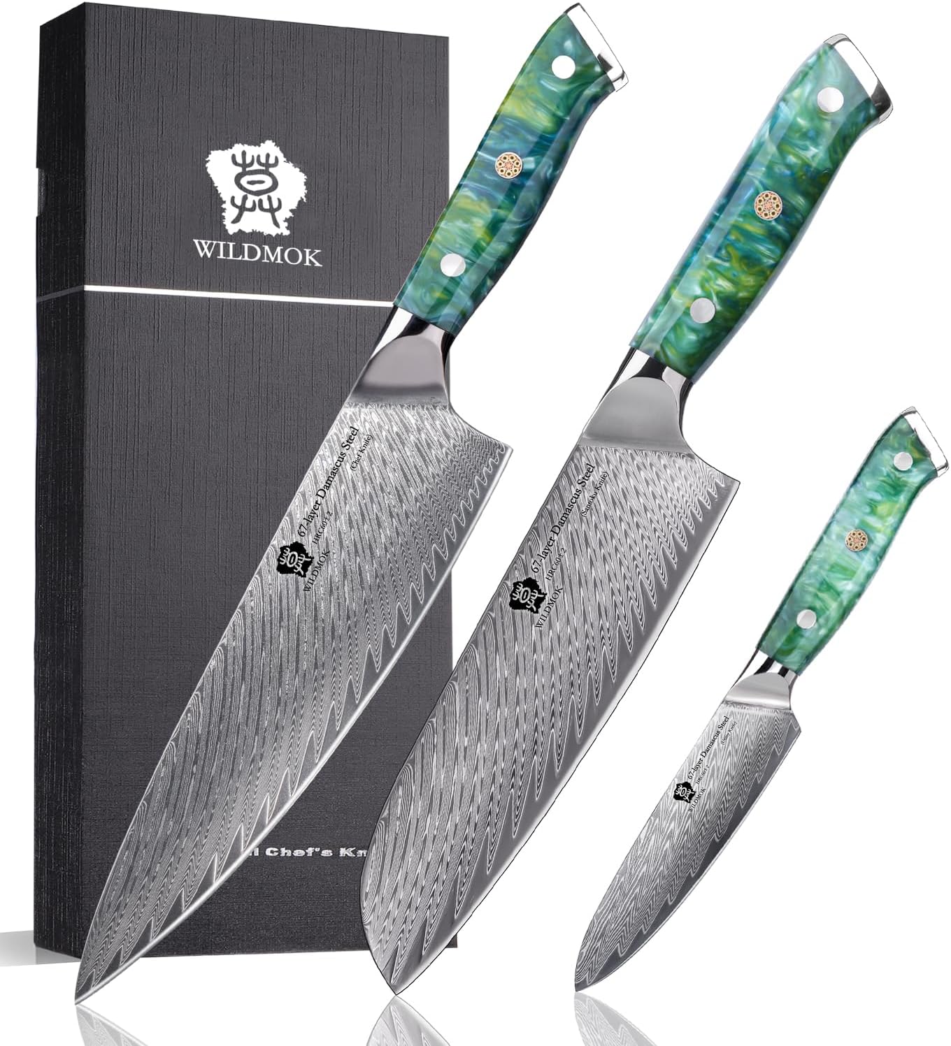 Wildmok Set Coltelli da Cucina Damasco 3 Pezzi - immagine 1