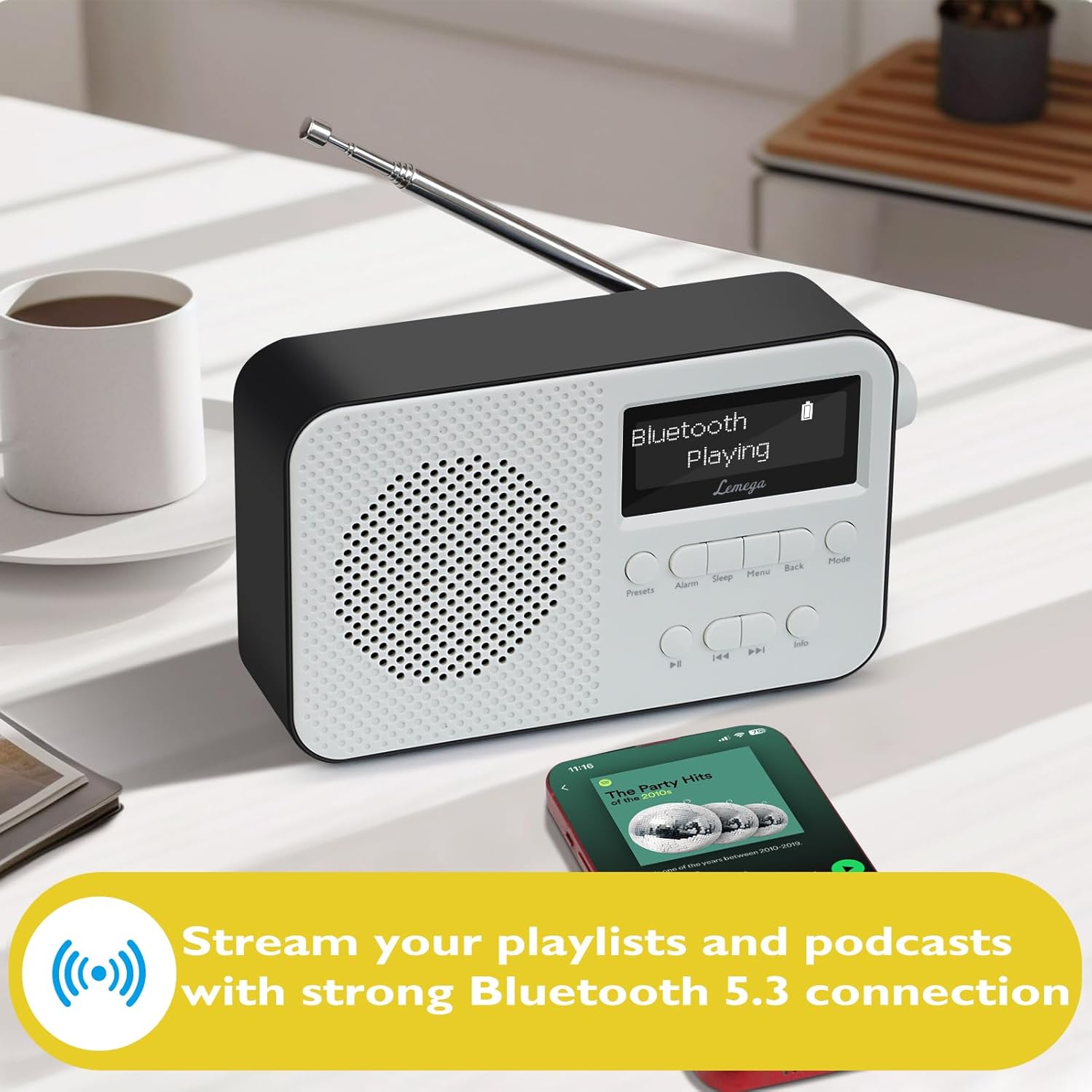 Lemega PR2-Max Radio DAB con Bluetooth, Nero - immagine 2