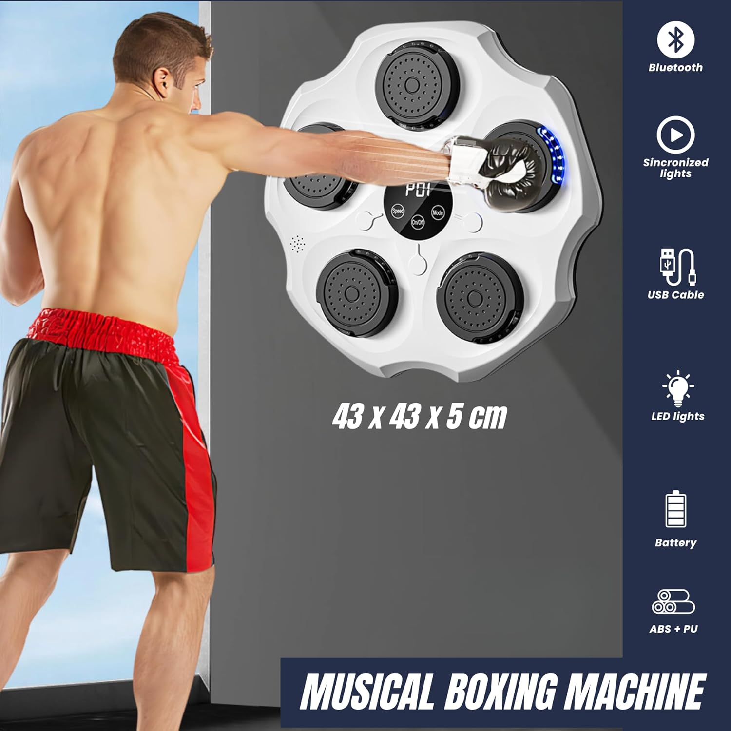 Macchina da Boxe Musicale con Pad LED Bluetooth - immagine 2