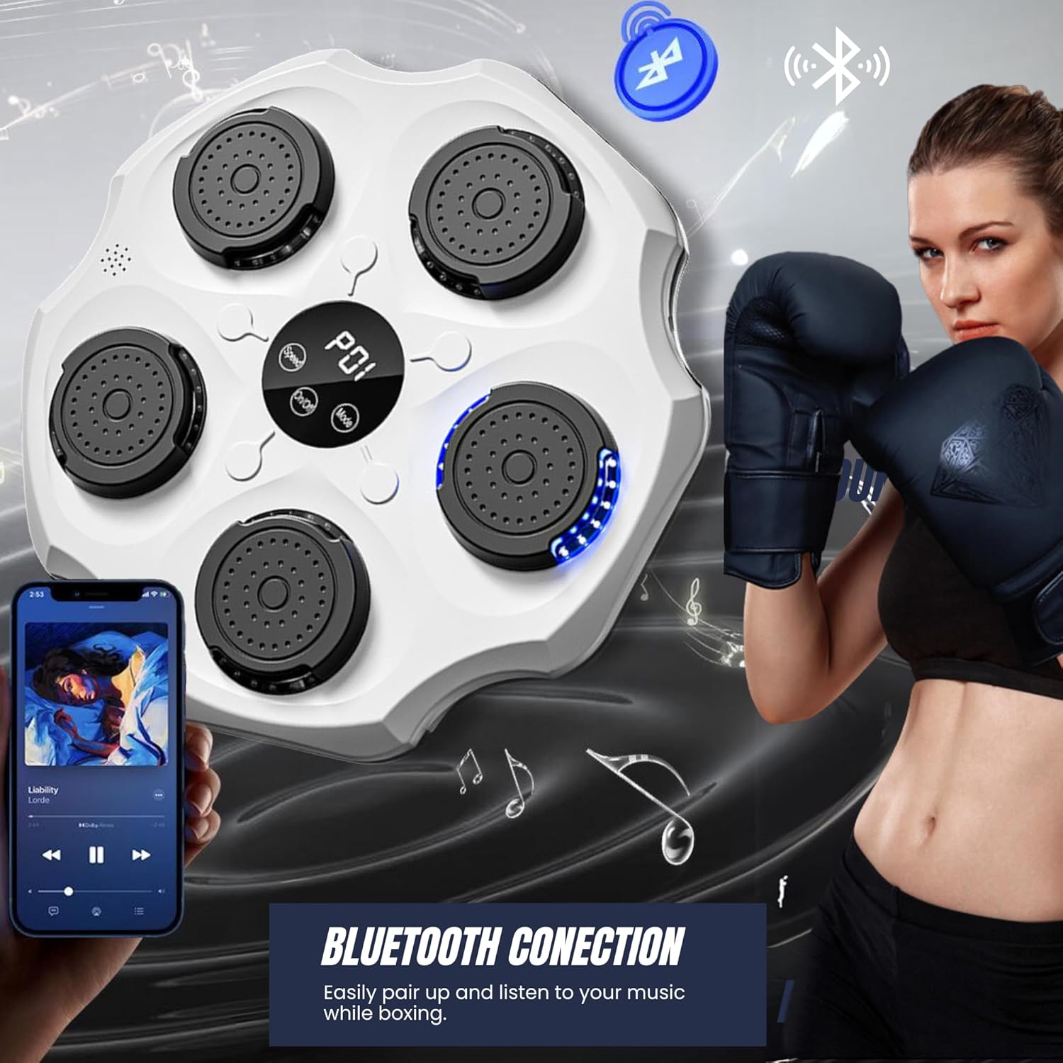 Macchina da Boxe Musicale con Pad LED Bluetooth - immagine 3