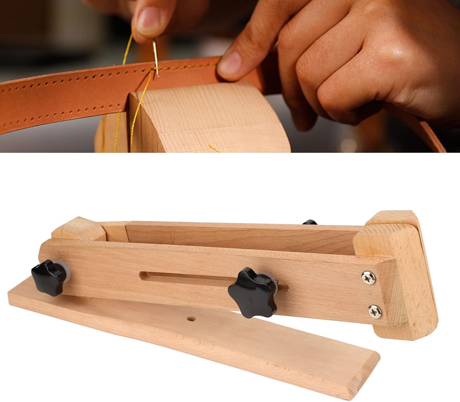 Strumenti Cucito - Supporto Legno per Sellaio Cuoio - immagine 3