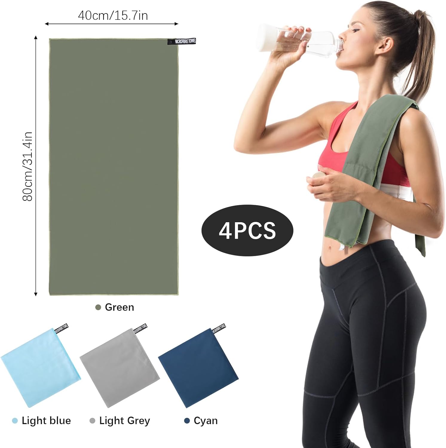 Lwmtt 4 Pezzi Asciugamano Palestra Microfibra 80x40cm - immagine 3