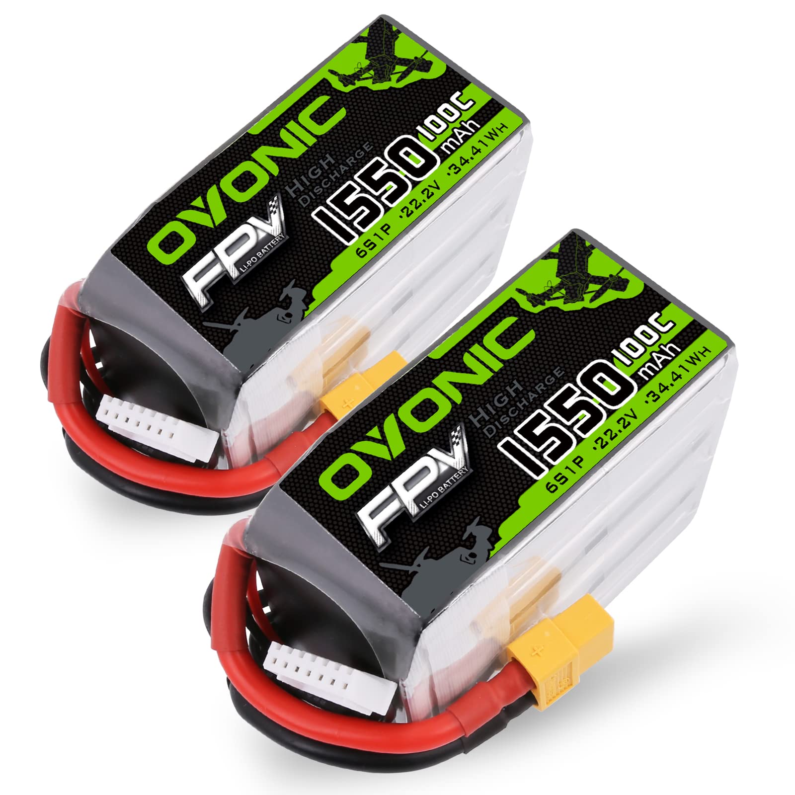 Ovonic Batteria Lipo 6s 100C 1550mAh 22.2V FPV (2 pz)