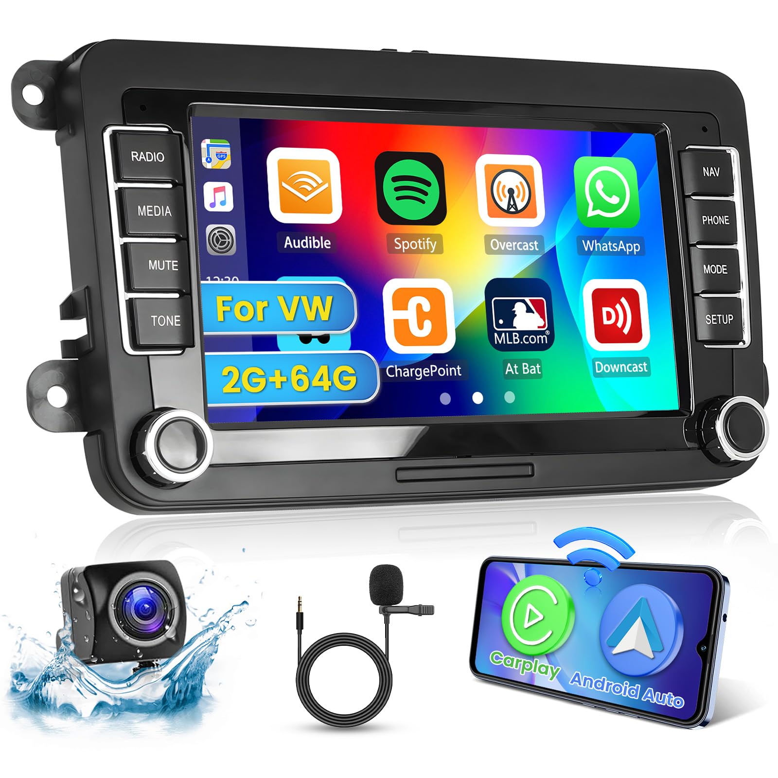 Hikity Android 13 Autoradio 7'' per VW Golf 5 6 Passat Polo