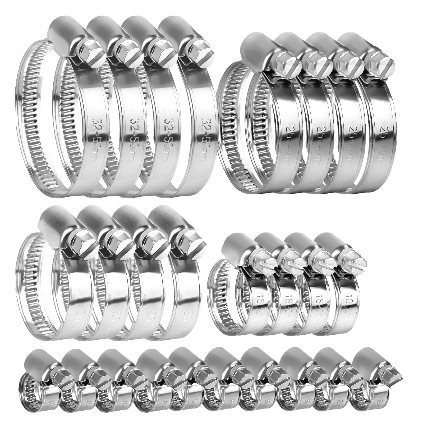 20 Pezzi Fascette Stringitubo Inox Regolabili