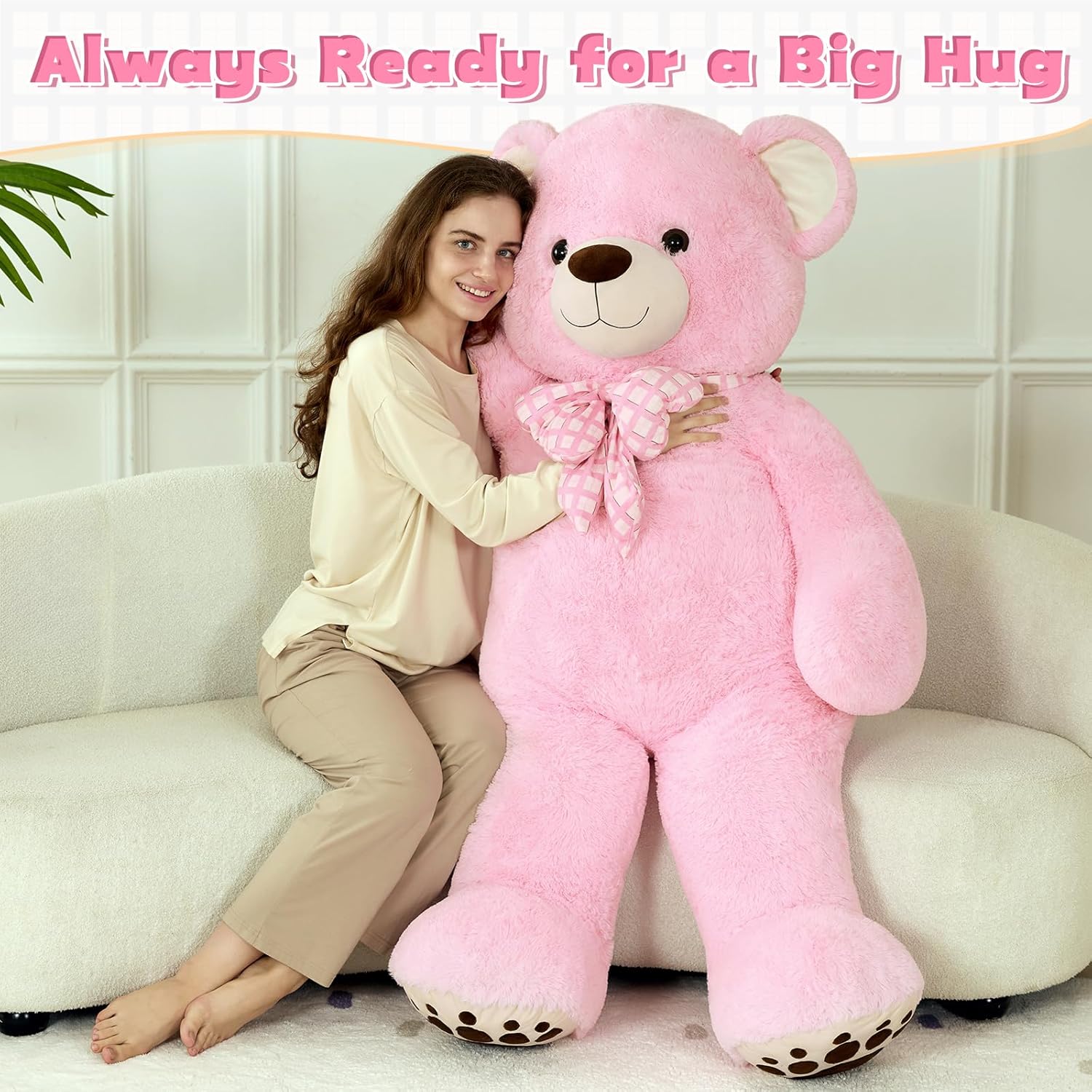 MorisMos Orso Peluche Gigante Rosa 150cm - immagine 3