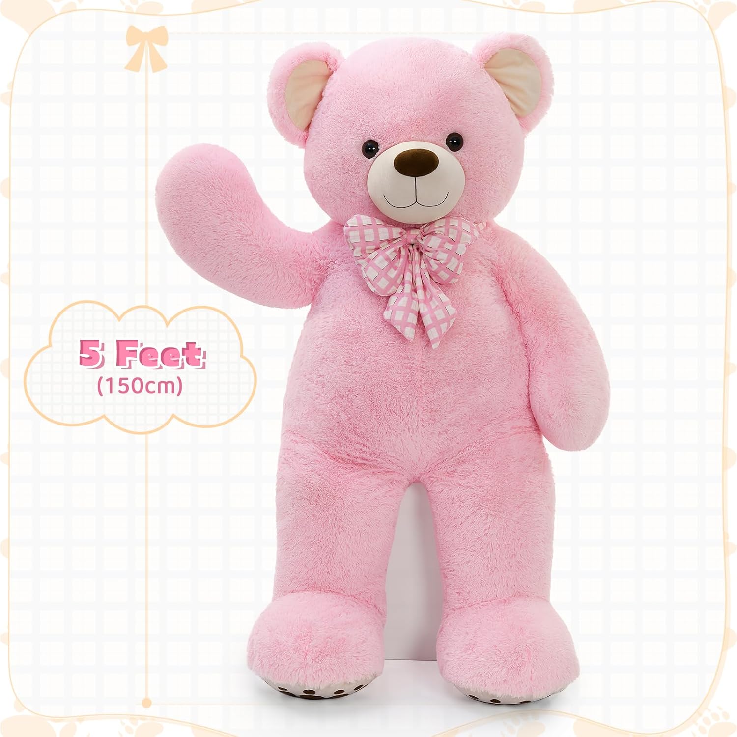 MorisMos Orso Peluche Gigante Rosa 150cm - immagine 4