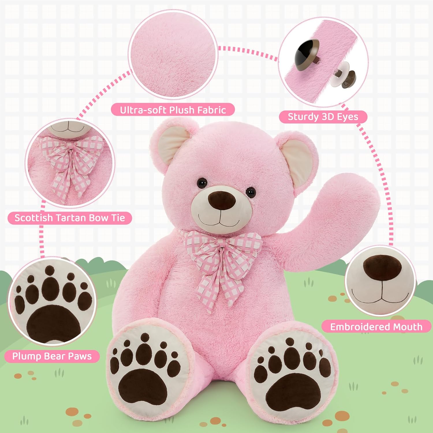 MorisMos Orso Peluche Gigante Rosa 150cm - immagine 5