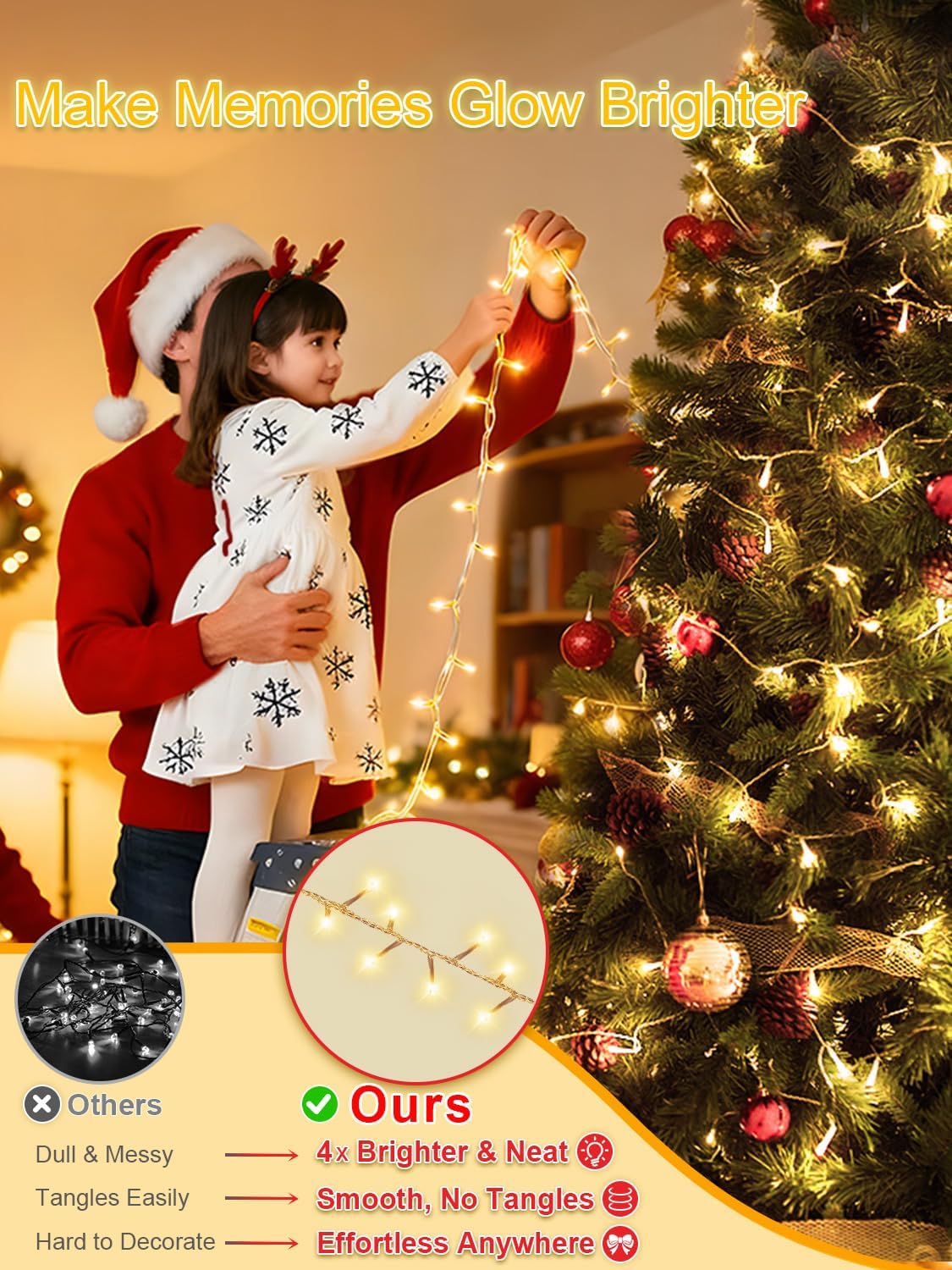 Luci Natale Esterno 105M 1000 LED IP65 Bianco Caldo - immagine 5