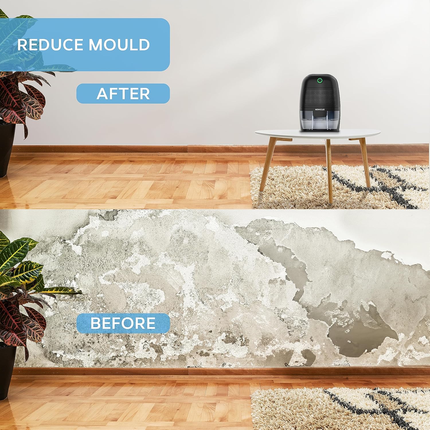 Monhouse Deumidificatore Portatile 600 ml, Nero - immagine 5