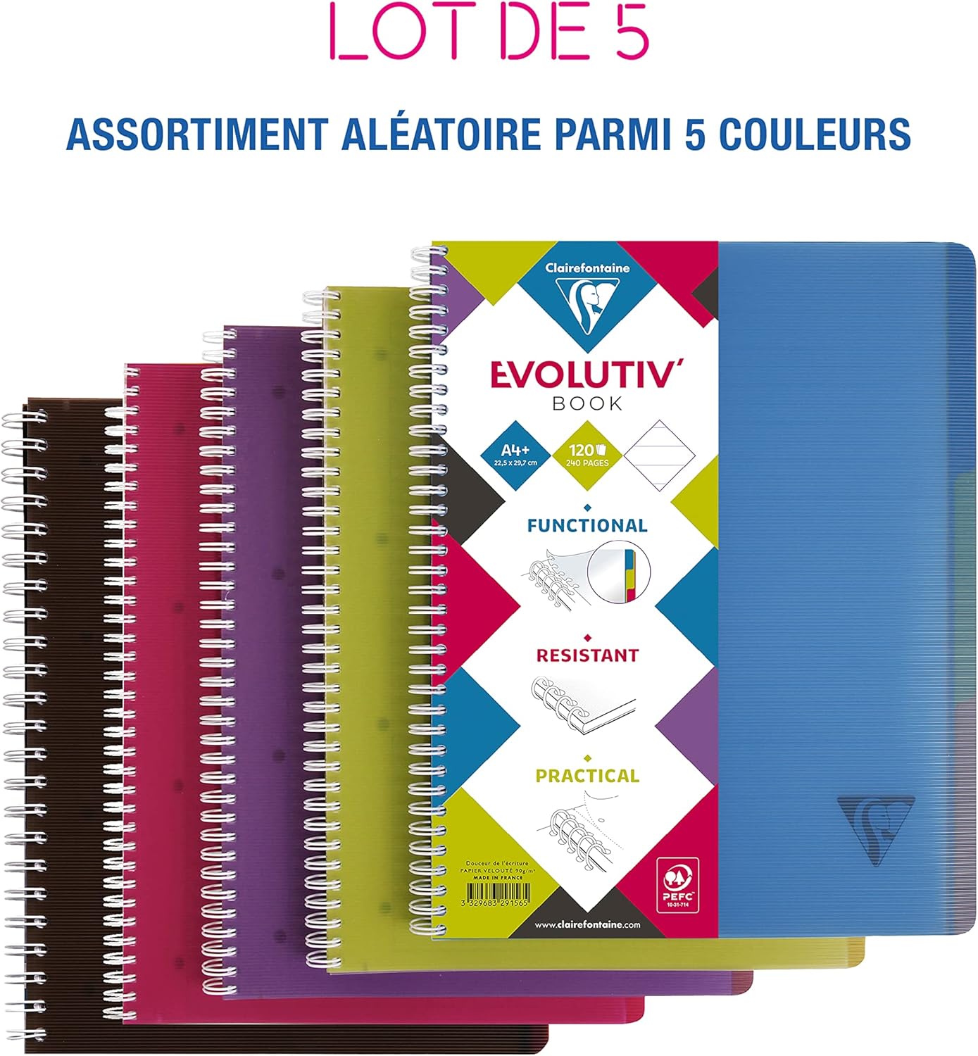 Clairefontaine Evolutiv'Book Linicolor - 5 Quaderni A4+ - immagine 2