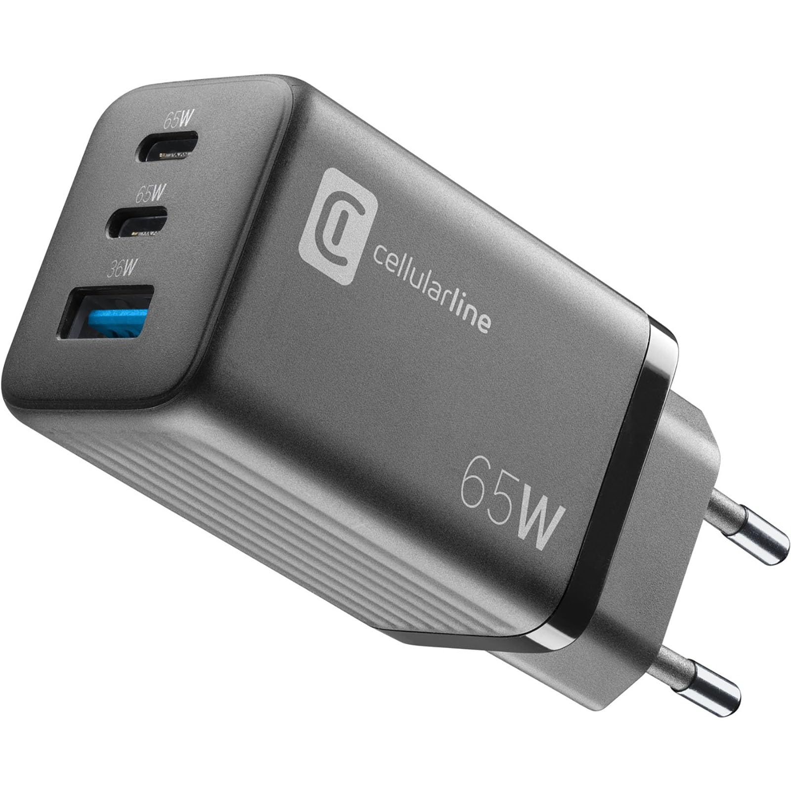 Cellularline Multipower Micro - Caricabatterie 65W 3 USB-C