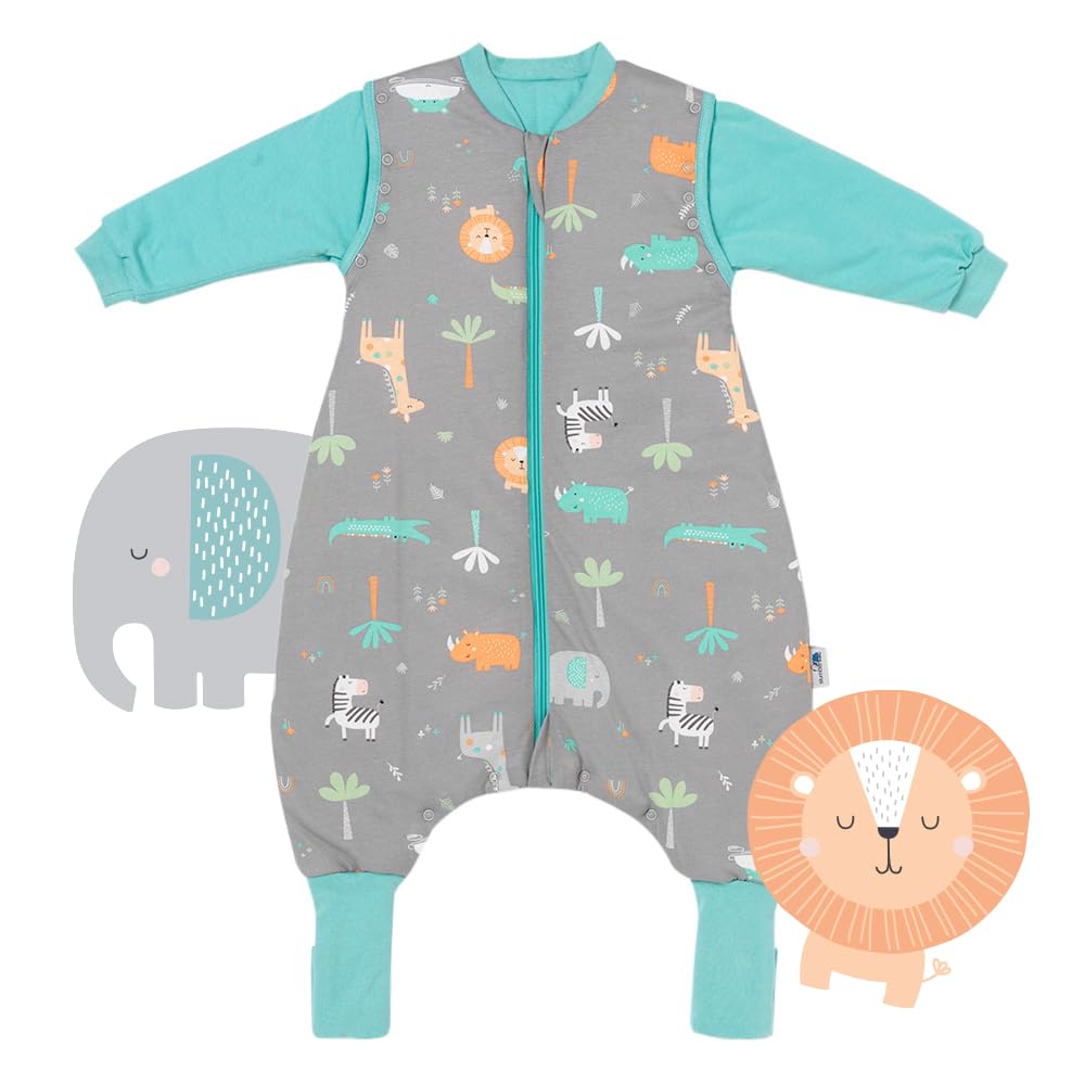 Sacco nanna con aperture per i piedi, per tutto l’anno, 2,5 Tog, unisex con elefanti, disponibile in 5 taglie diverse