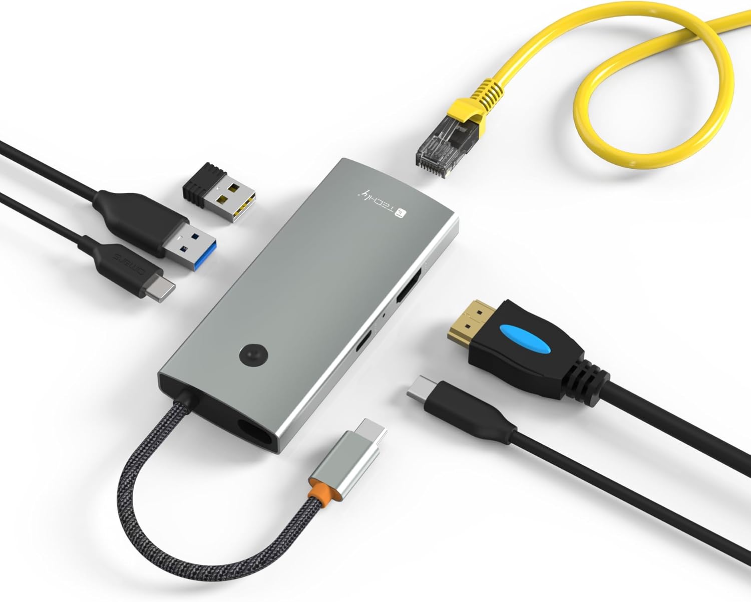 Techly 367805 Docking Station Hub USB-C™ 6 in 1, Silver - immagine 1