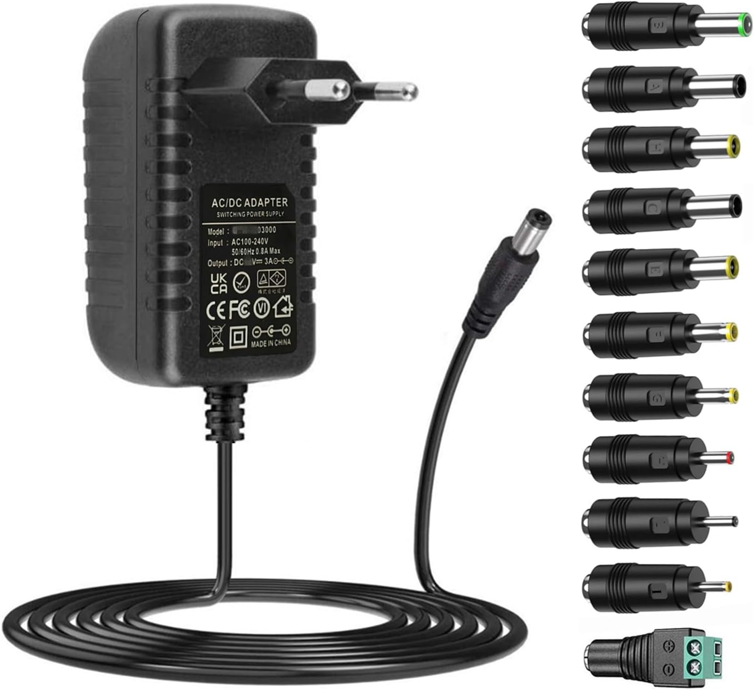 Alimentatore Adattatore CA 15V 3A con 11 Punte - immagine 1