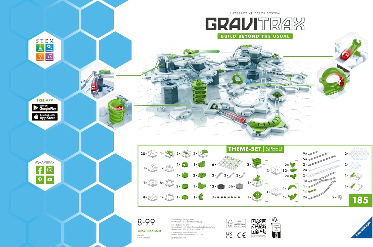 Ravensburger - GraviTrax Speed, Pista di Biglie 185 Pezzi - immagine 3