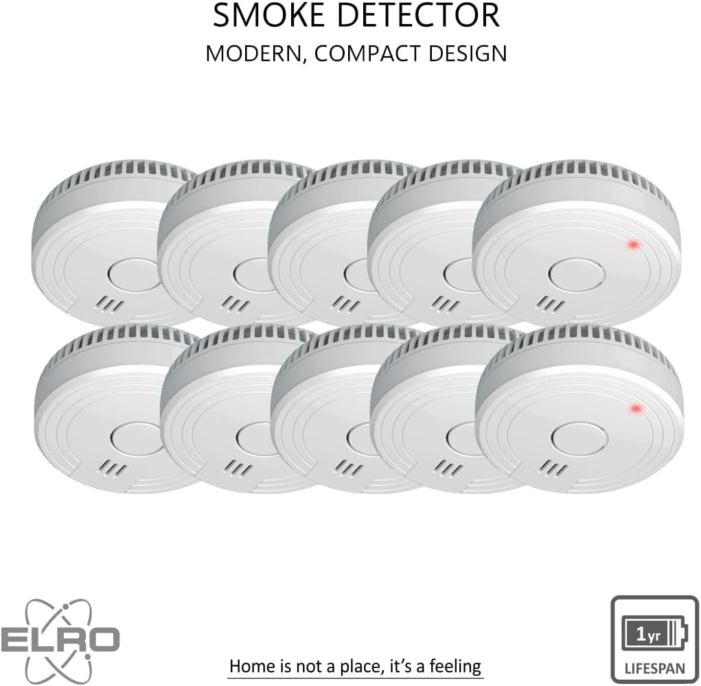Elro FS1801 - Set Rilevatori di Fumo 10 pezzi, Bianco - immagine 2