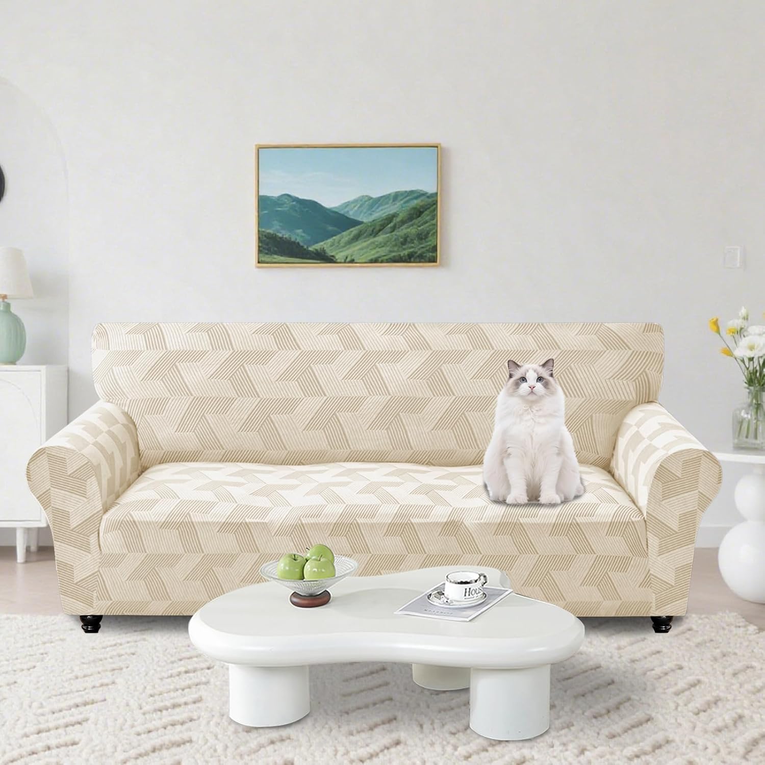 Copridivano Elasticizzato 3 Posti Beige - immagine 2