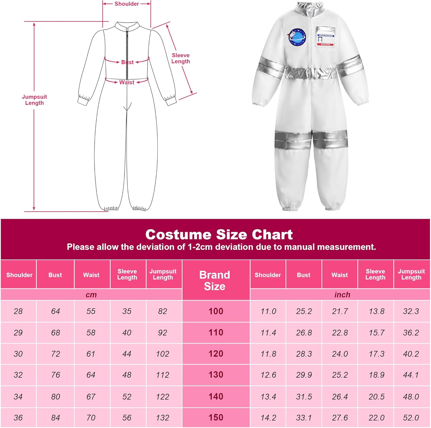 ReliBeauty Costume Astronauta Bambino Bambina - immagine 3