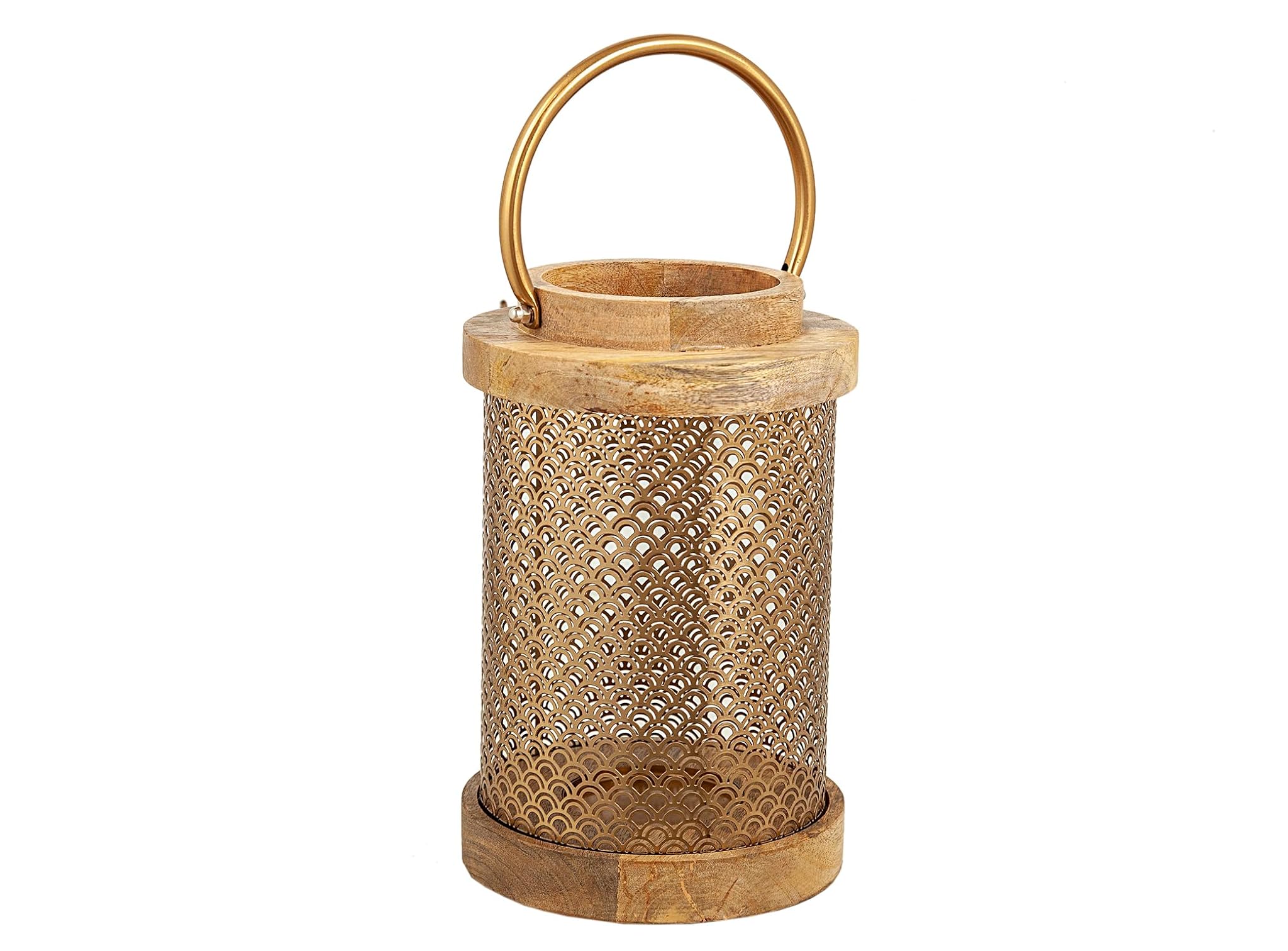 FAROL MADERA/METAL DORADO