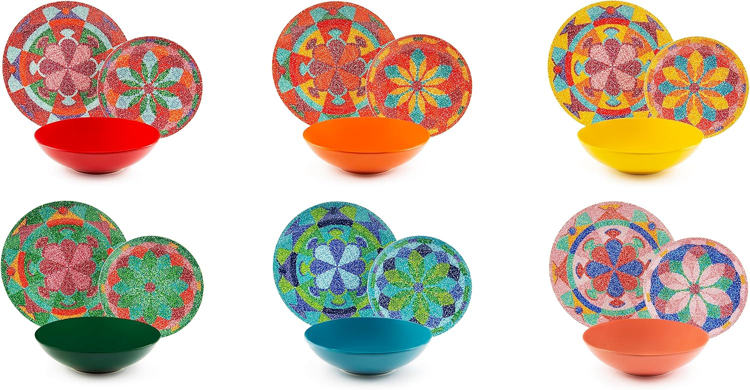 Excelsa Seurat Servizio Piatti 18 Pezzi Multicolore