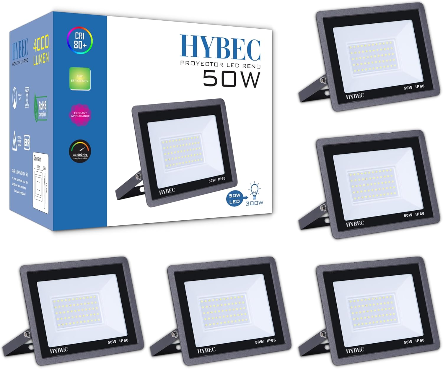 Faretto LED da Esterno 50W (Pack 5) - immagine 1