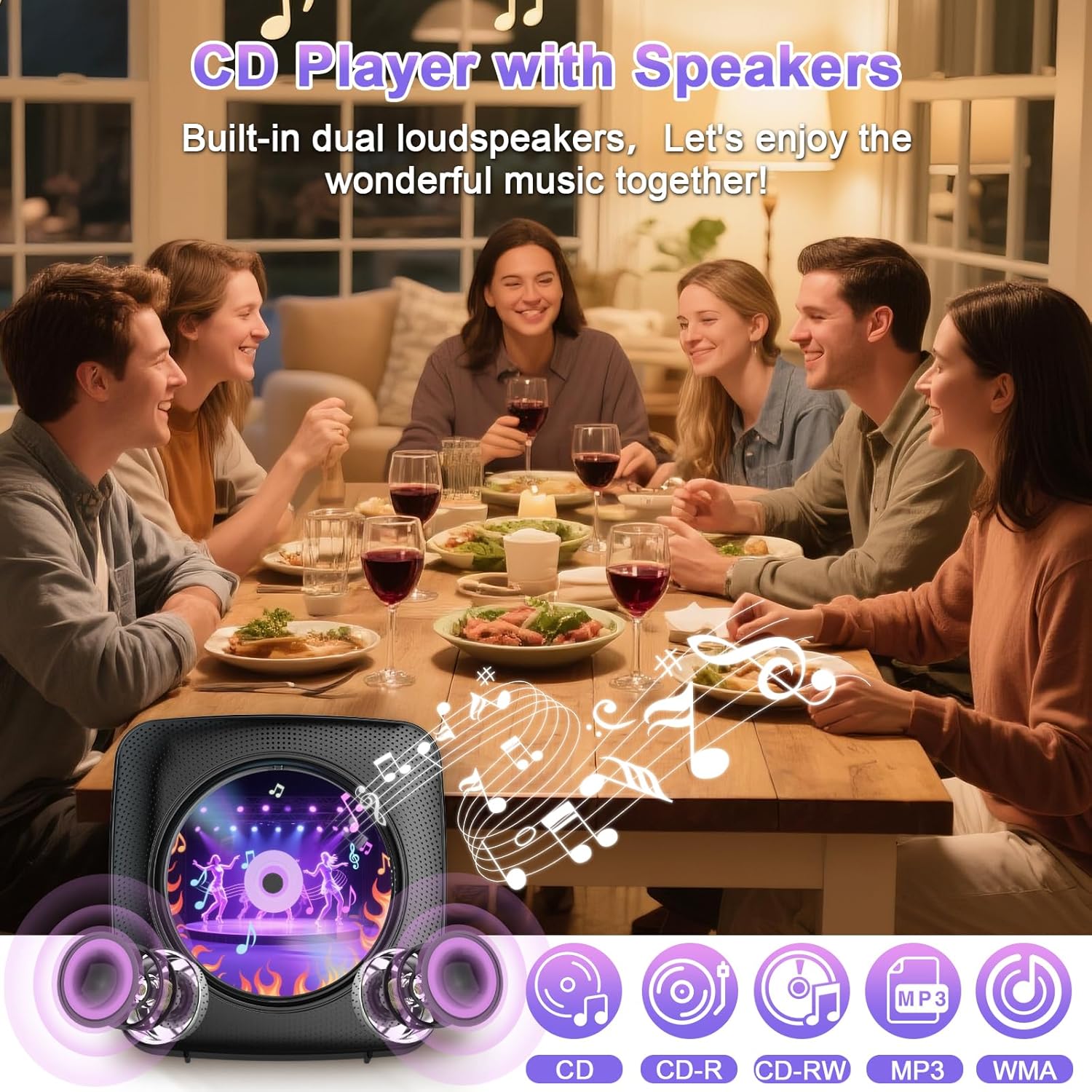 Gueray Lettore CD Portatile Hifi con Bluetooth, Nero - immagine 4