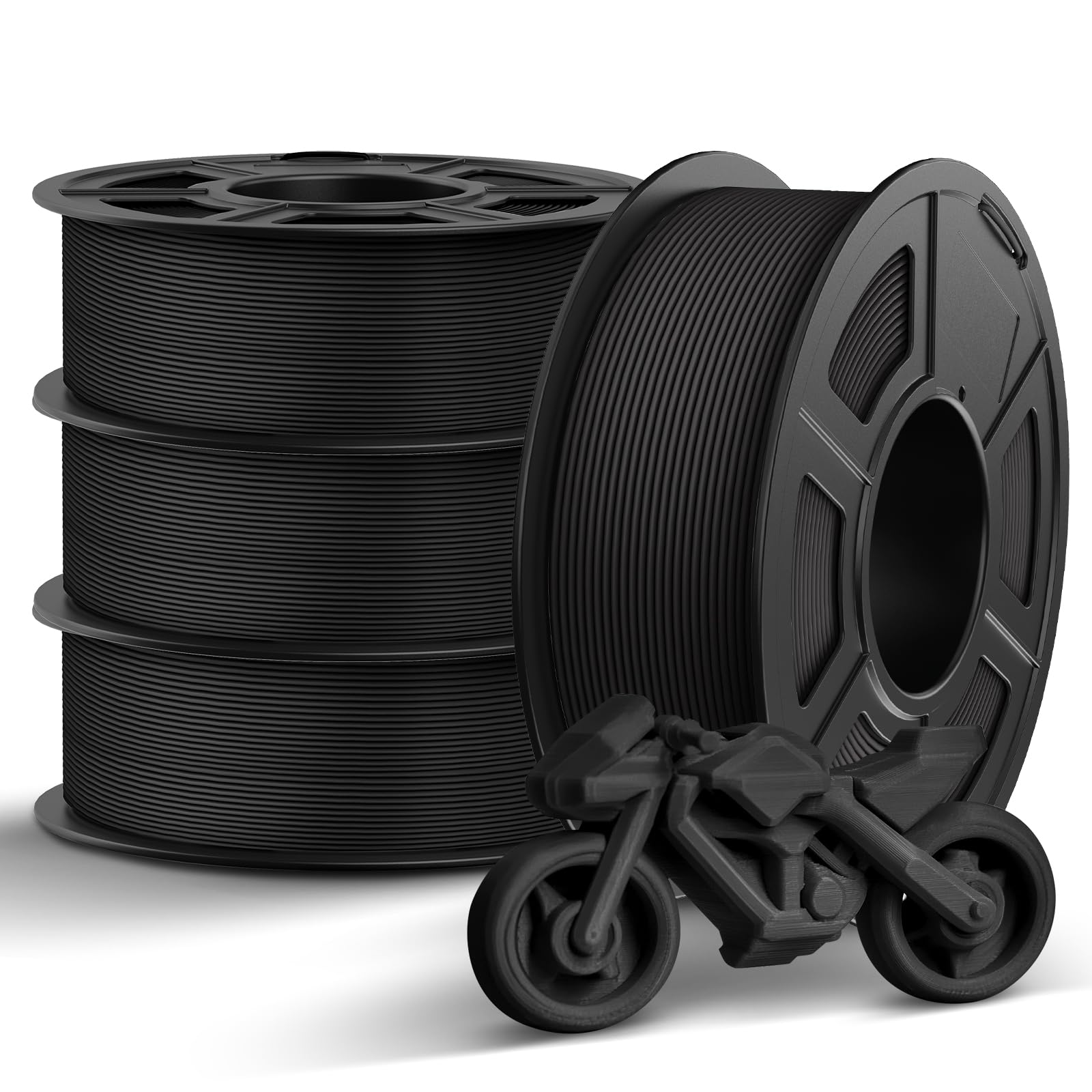 TECBEARS Matte PETG Filamento 1,75 mm Nero 4KG, Filament d'imprimante 3D PETG Forte Ténacité, Alta velocità 50-600 mm/s, Bobine de 1kg, +/- 0,02 mm, Convient à la plupart des imprimantes FDM