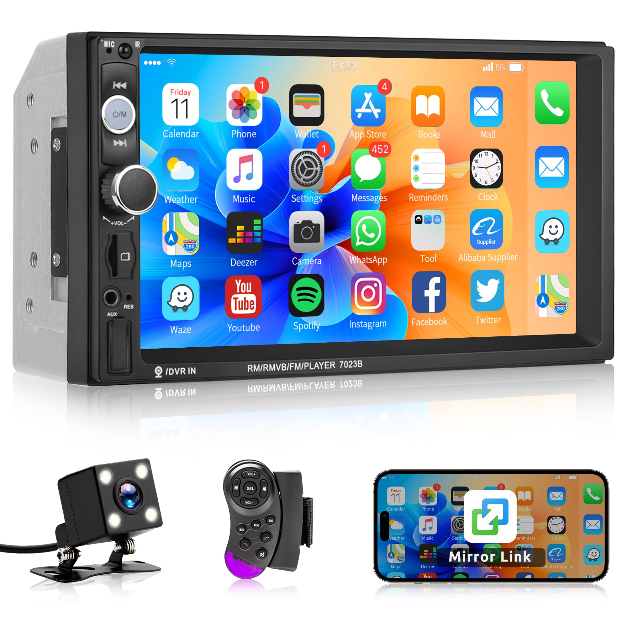 Autoradio 2 Din 7 Pollici con Bluetooth e Telecamera Posteriore