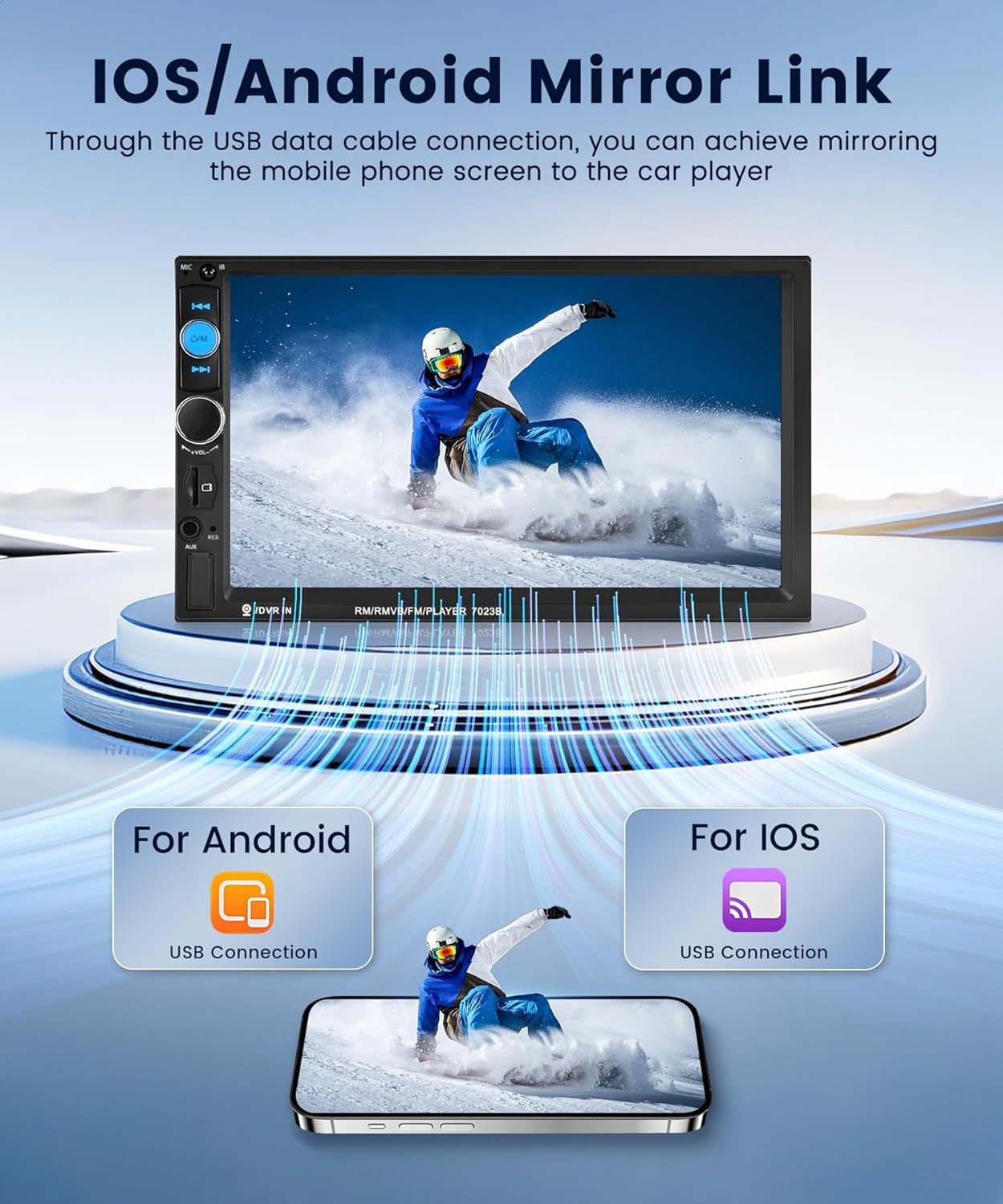 Autoradio 2 Din 7 Pollici con Bluetooth e Telecamera Posteriore - immagine 2