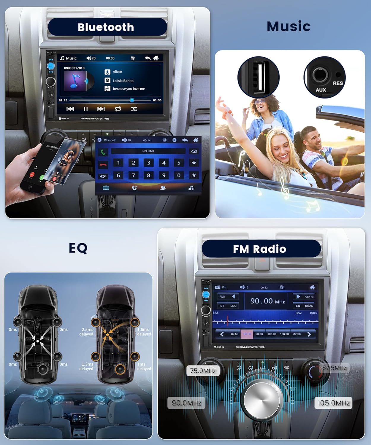 Autoradio 2 Din 7 Pollici con Bluetooth e Telecamera Posteriore - immagine 3