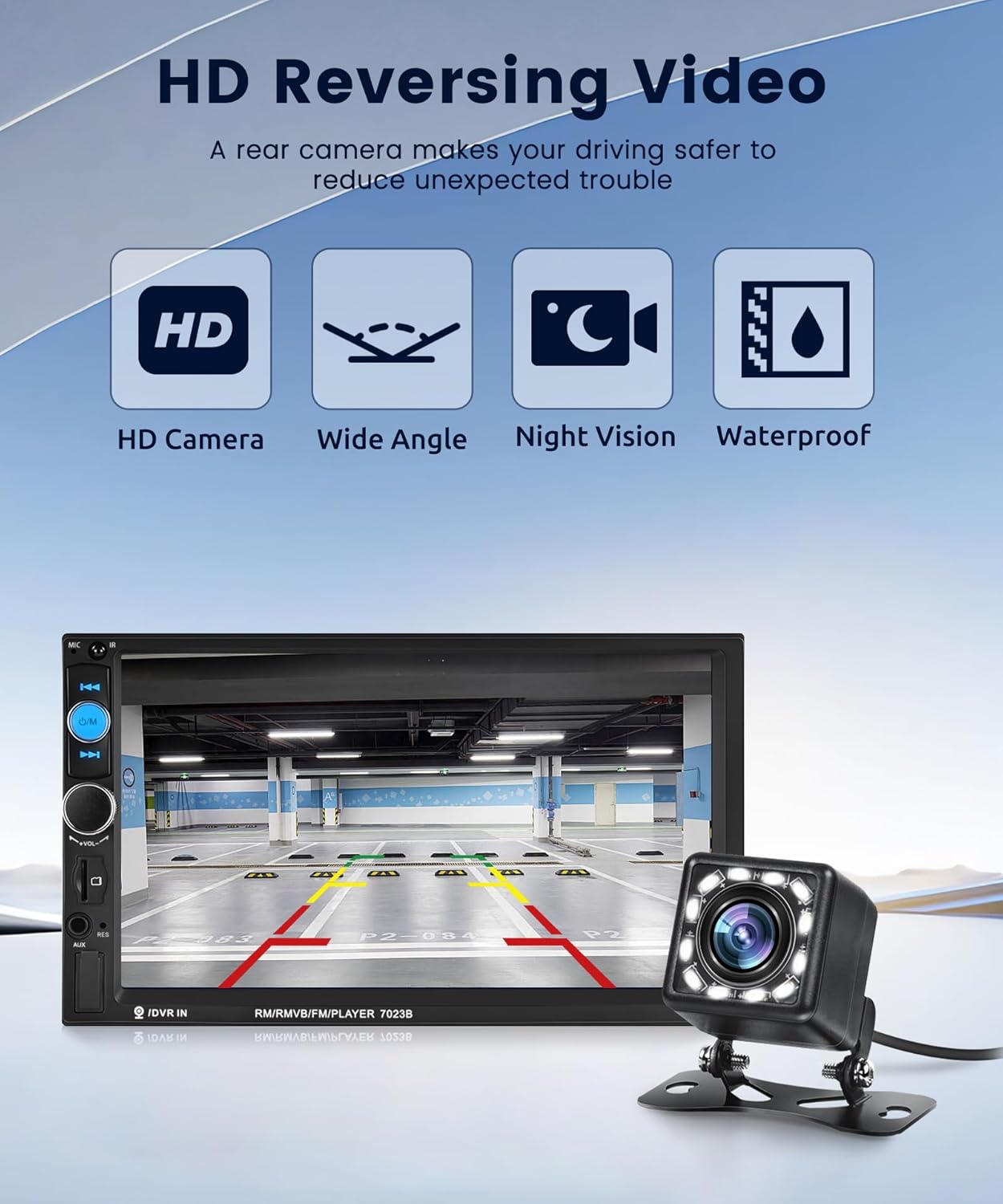 Autoradio 2 Din 7 Pollici con Bluetooth e Telecamera Posteriore - immagine 4