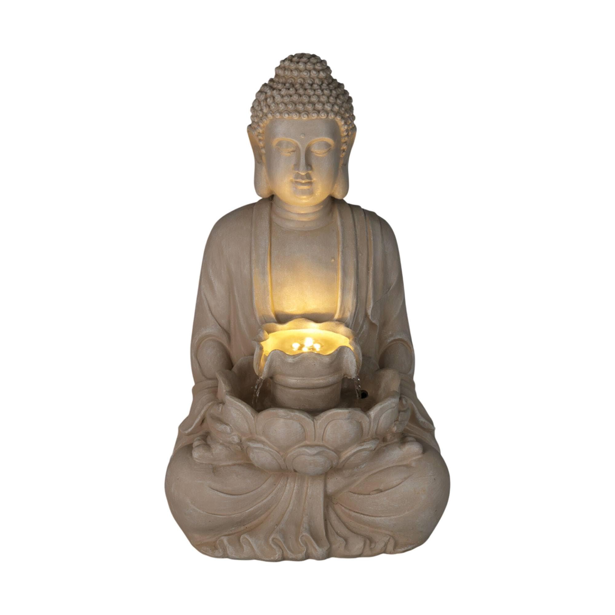 Well Home Fontana Buddha con Luci LED, Colore Sabbia